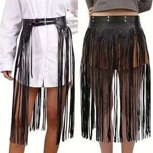New 1pc Women's Punk Fringe Skirt Belt One Size S M L XL 1X